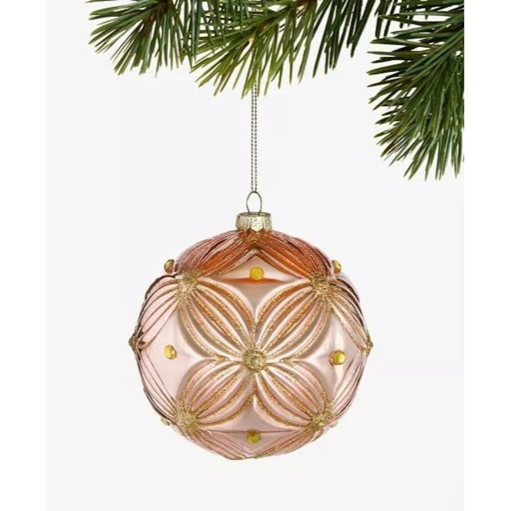 Macy’s Holiday Lane Glitter Texture Glass Ball Ornament